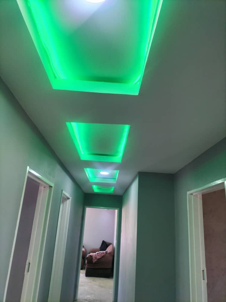 Bulkhead ceiling with LED strip lighting