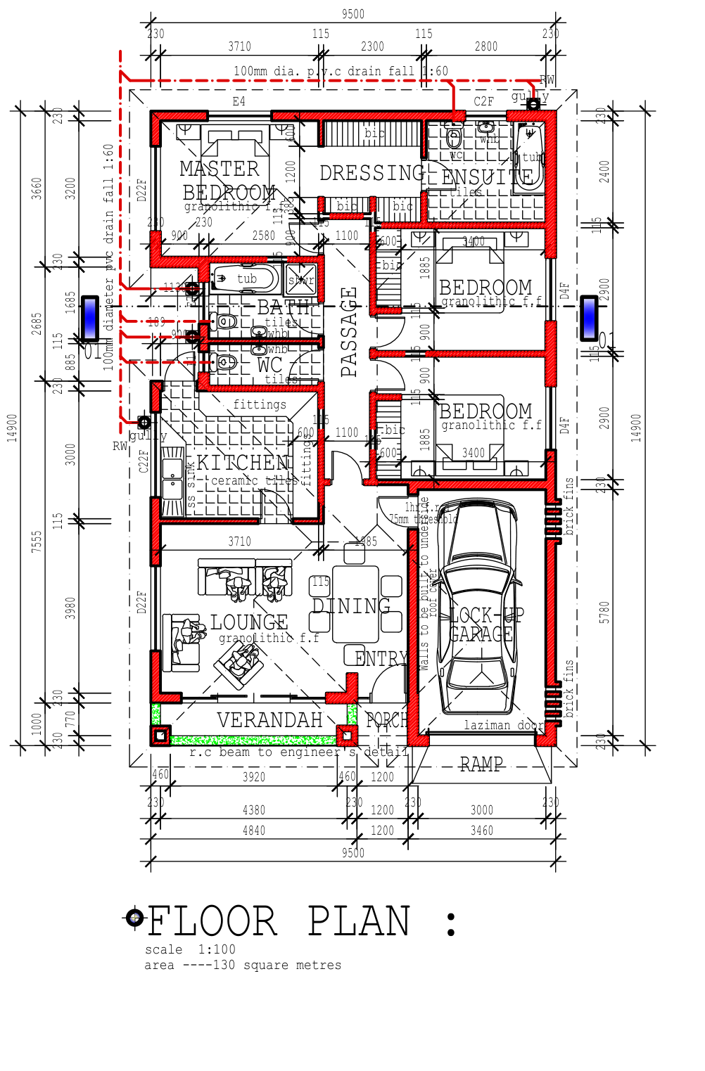 Dimensioned floor plan drawing by C&J Projects